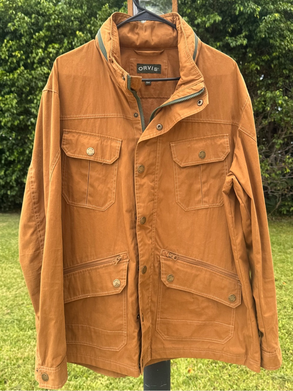 Orvis Brown Utility Field Jacket with Hideaway Hood Size Large